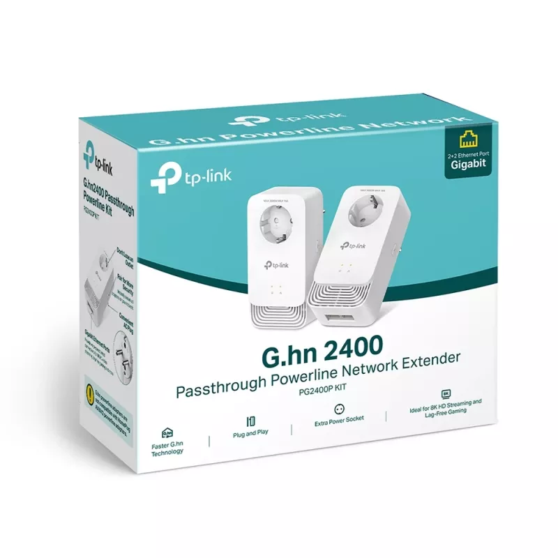 Adaptador de red PowerLine TP-Link PG2400P KIT 1428 Mbit/s Ethernet LAN Blanco 2 unidades