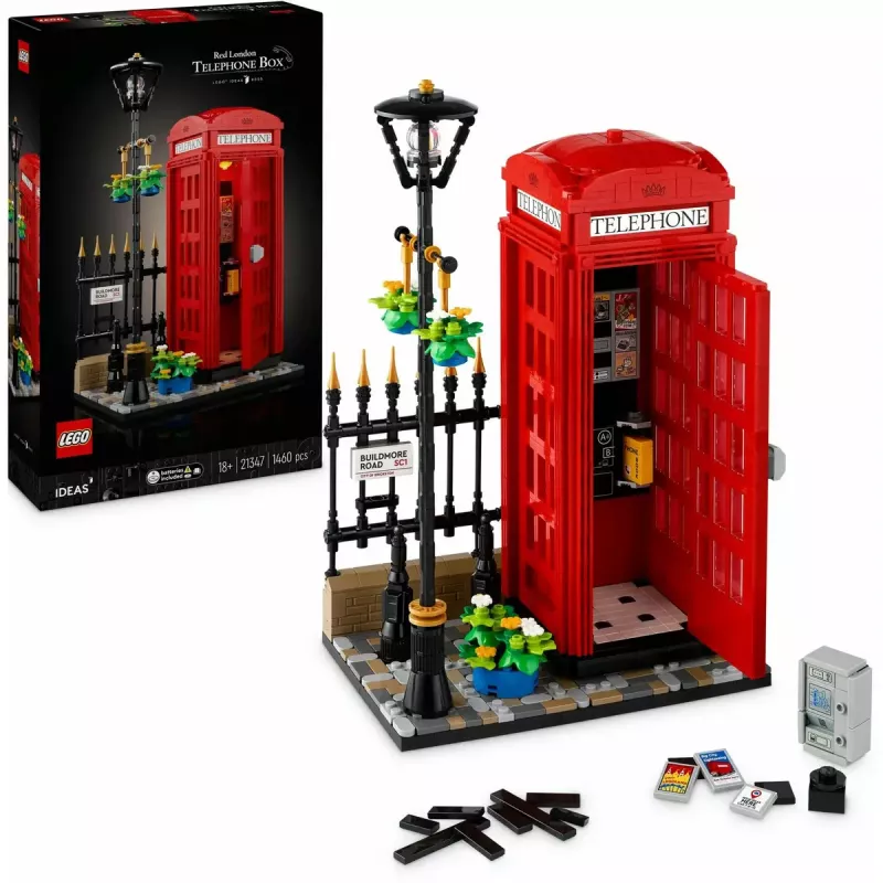 Set de construcción LEGO Cabina telefónica roja de Londres 21347 – set modular de colección, 1460 piezas, 18+