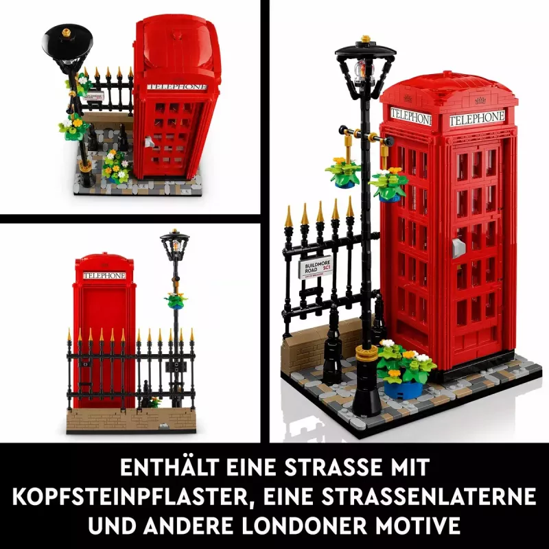 Set de construcción LEGO Cabina telefónica roja de Londres 21347 – set modular de colección, 1460 piezas, 18+