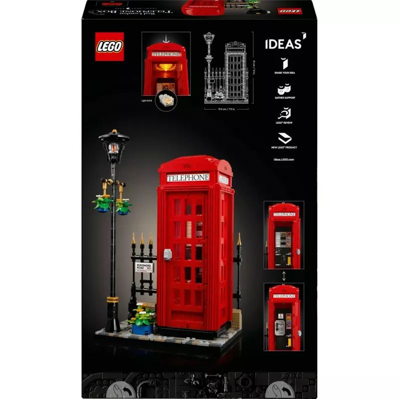 Set de construcción LEGO Cabina telefónica roja de Londres 21347 – set modular de colección, 1460 piezas, 18+