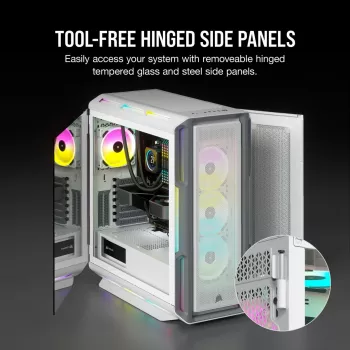 Caja de PC CORSAIR Mid-Tower ATX - iCUE 5000T - RGB cristal templado - blanca