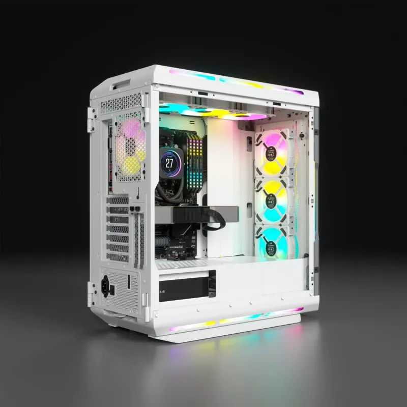 Caja de PC CORSAIR Mid-Tower ATX - iCUE 5000T - RGB cristal templado - blanca
