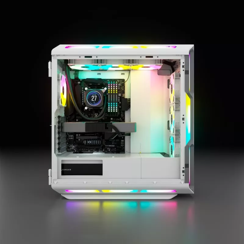 Caja de PC CORSAIR Mid-Tower ATX - iCUE 5000T - RGB cristal templado - blanca