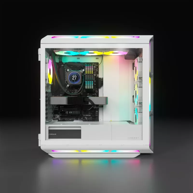 Caja de PC CORSAIR Mid-Tower ATX - iCUE 5000T - RGB cristal templado - blanca