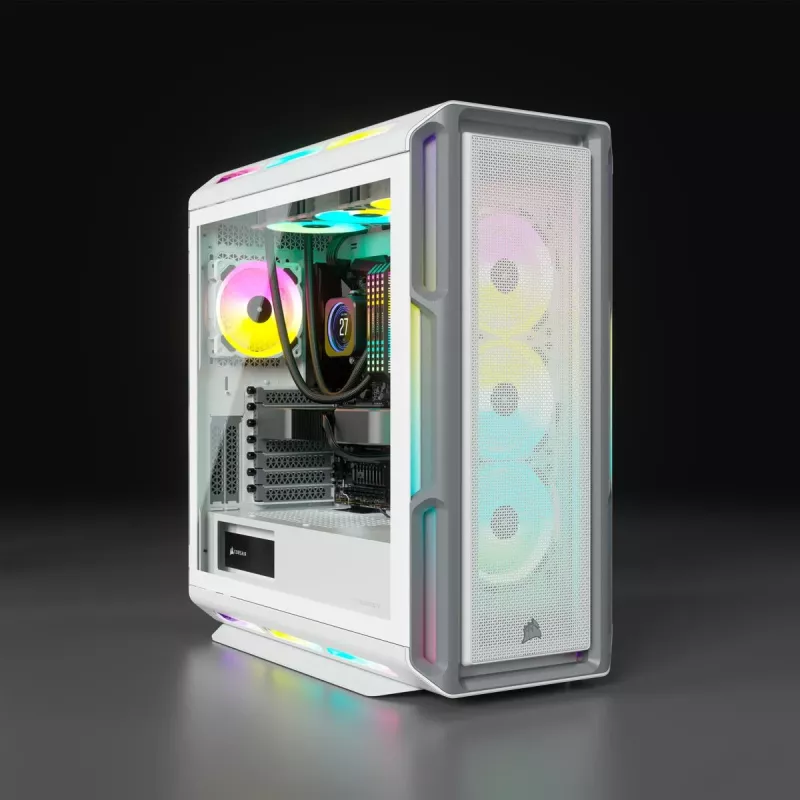 Caja de PC CORSAIR Mid-Tower ATX - iCUE 5000T - RGB cristal templado - blanca
