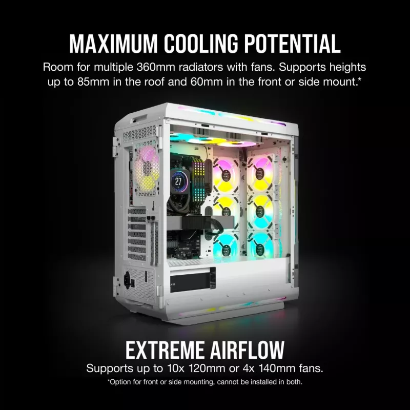 Caja de PC CORSAIR Mid-Tower ATX - iCUE 5000T - RGB cristal templado - blanca