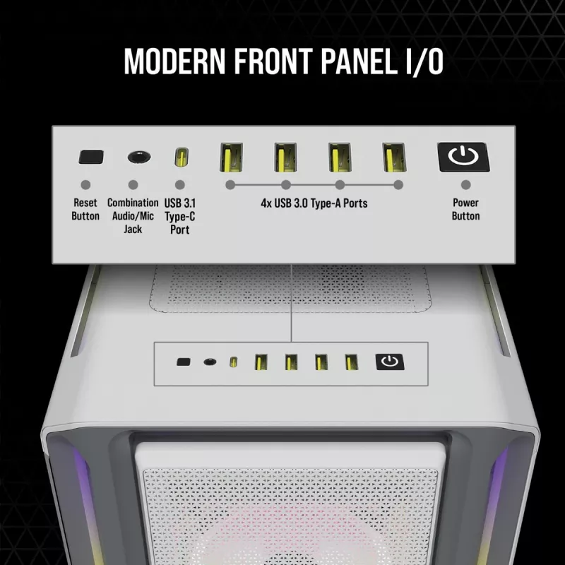 Caja de PC CORSAIR Mid-Tower ATX - iCUE 5000T - RGB cristal templado - blanca