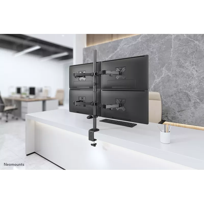 Brazo de monitor Neomounts FPMA-D550D4 negro 13-32 inch, pinza/pasacables de mesa, 6 kg, 33 cm (13 inch), 81,3 cm (32 inch), 100 x 100 mm, negro