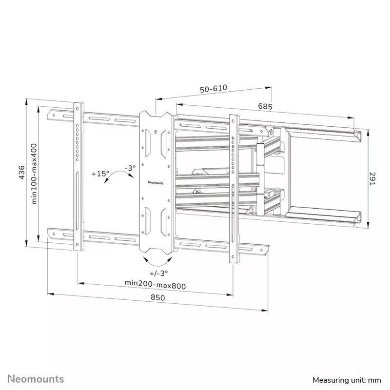 Soporte de pared para TV Neomounts WL40S-850BL18 43-86