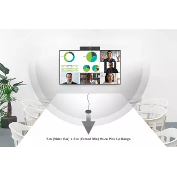 Barra de vídeo todo en uno 4K DIGITUS - sistema de videoconferencia (4 micrófonos/1 altavoz, 1 micrófono de mesa)