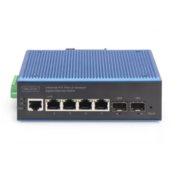 DIGITUS Switch Industrial Gigabit Ethernet L2 gestionado 4+2 puertos 4xGE RJ45 + 2 puertos SFP
