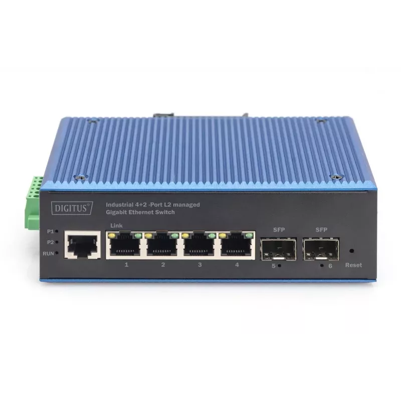 DIGITUS Switch Industrial Gigabit Ethernet L2 gestionado 4+2 puertos 4xGE RJ45 + 2 puertos SFP