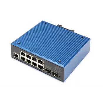 DIGITUS Switch Industrial Gigabit Ethernet POE L2 gestionado 8+2 puertos 8xGE RJ45 + 2 puertos SFP IEEE802.3at (30W)