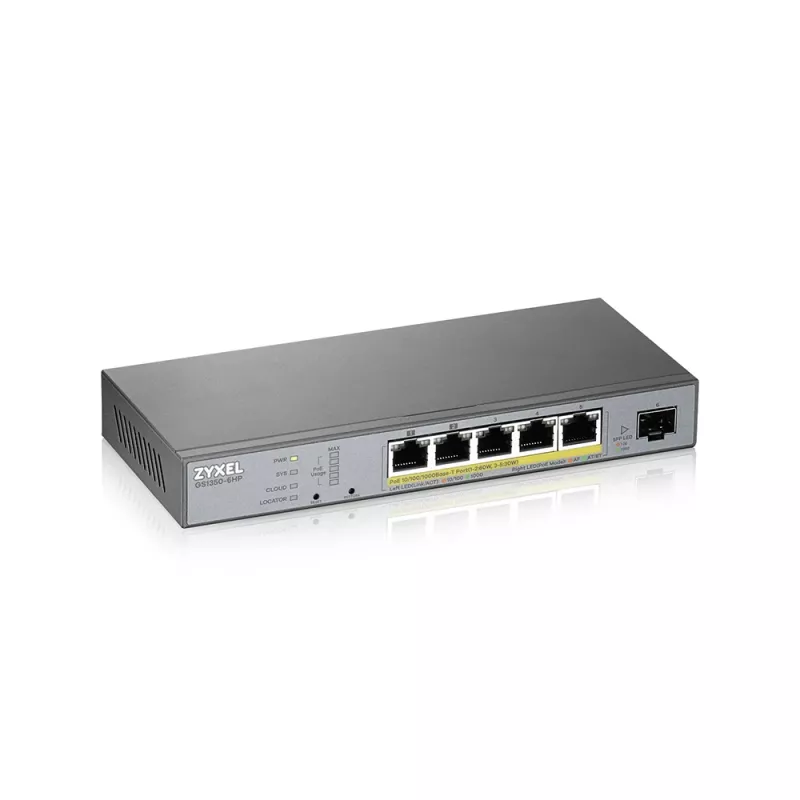Switch de red Zyxel GS1350-6HP-EU0101F gestionado L2 Gigabit Ethernet (10/100/1000) Power over Ethernet (PoE) gris