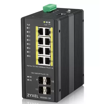 Zyxel RGS200-12P gestionado L2 Gigabit Ethernet (10/100/1000) Power over Ethernet (PoE) negro