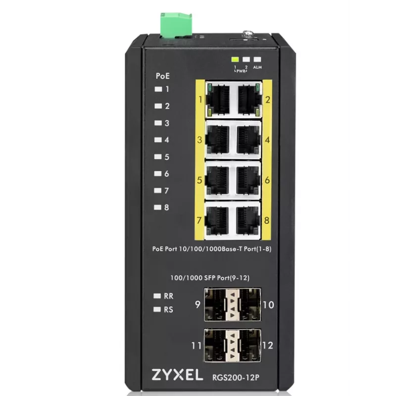 Zyxel RGS200-12P gestionado L2 Gigabit Ethernet (10/100/1000) Power over Ethernet (PoE) negro