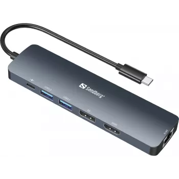 Dock de pantalla Sandberg USB-C 8K USB 3.2 Gen 1 Type-C 100W Power Delivery