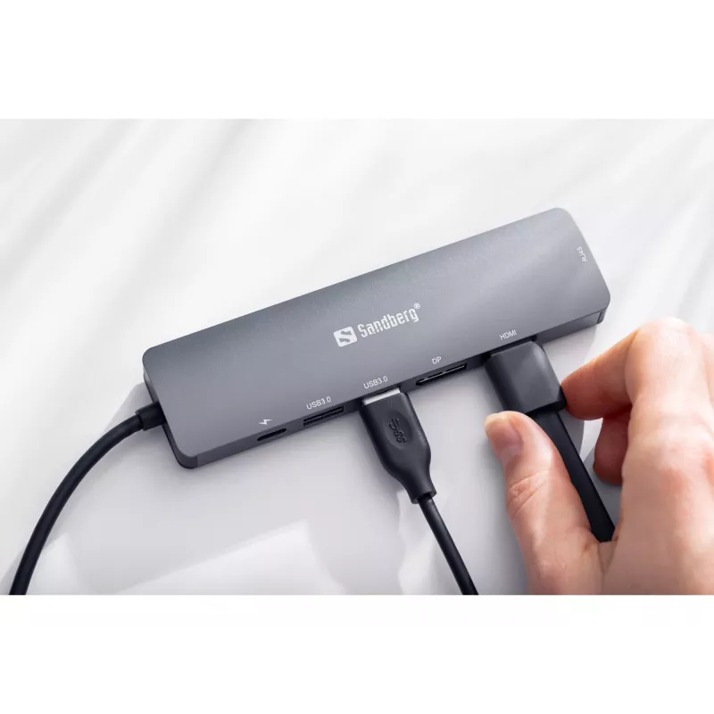 Dock de pantalla Sandberg USB-C 8K USB 3.2 Gen 1 Type-C 100W Power Delivery