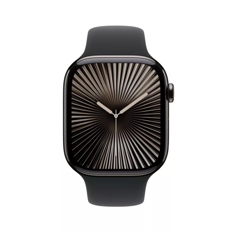 APPLE Watch Series 10 GPS + Cellular 46mm carcasa de titanio pizarra con correa deportiva negra - M/L