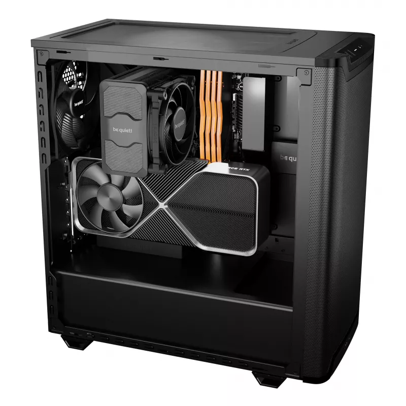 be quiet! PURE BASE 501 Airflow Window BGW74 caja de PC Midi Tower, ATX, ventana de cristal templado, 2 ventiladores PWM de 140 mm, radiador de hasta 360 mm, 2x 3,5″ + 5x 2,5″, 2x USB 3.0, USB 3.2 Gen 2 Type-C, negra