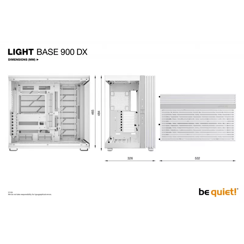 Caja de PC be quiet! LIGHT BASE 900 DX blanca torre Full — soporte ATX/EATX, panel lateral de cristal, Multi-RGB, GPU máx. 495 mm, altura disipador CPU 190 mm