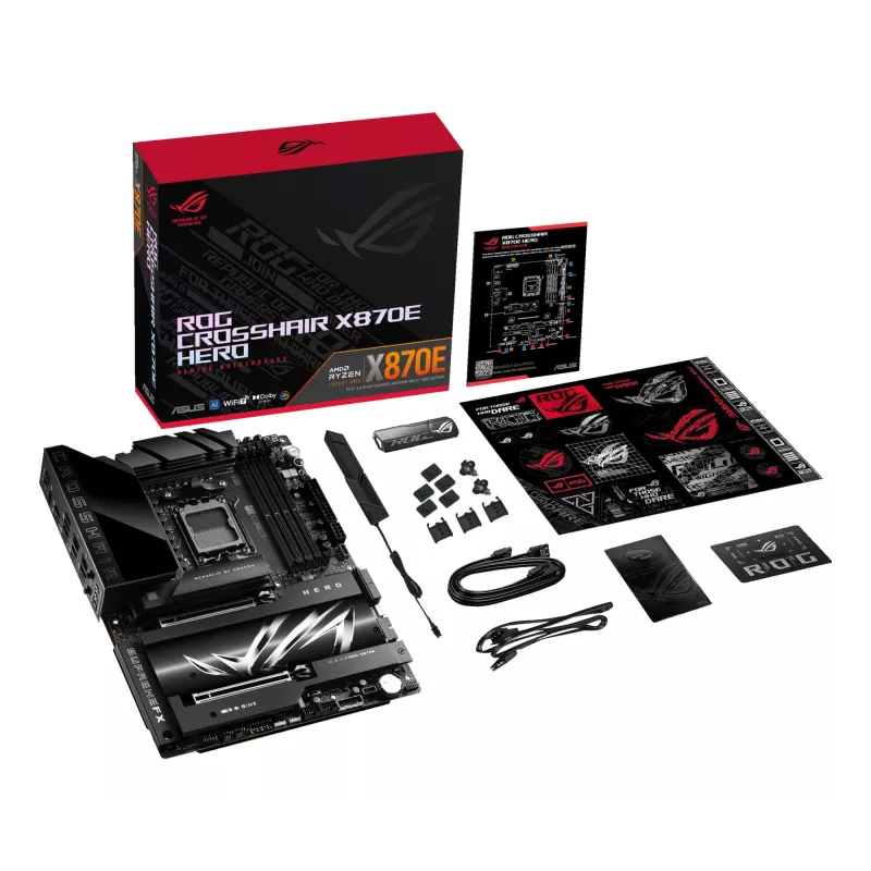 Placa base ASUS ROG CROSSHAIR X870E HERO — AMD X870E, socket AM5, ATX, 4× DDR5 DIMM, 192 GB, Wi‑Fi 7, Bluetooth 5.4