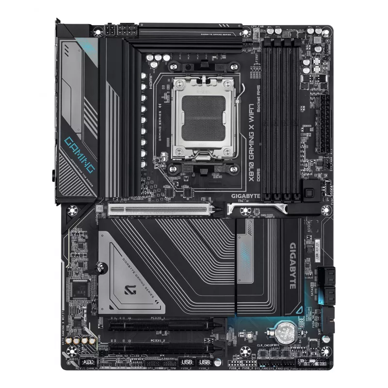 Placa base GIGABYTE X870 GAMING X WIFI7 - compatible con CPUs AMD Ryzen 9000, VRM de 16+2+2 fases, hasta 8000 MHz DDR5 (OC), 1xPCIe 5.0 + 2xPCIe 4.0, Wi-Fi 7, 2.5GbE LAN, USB 4
