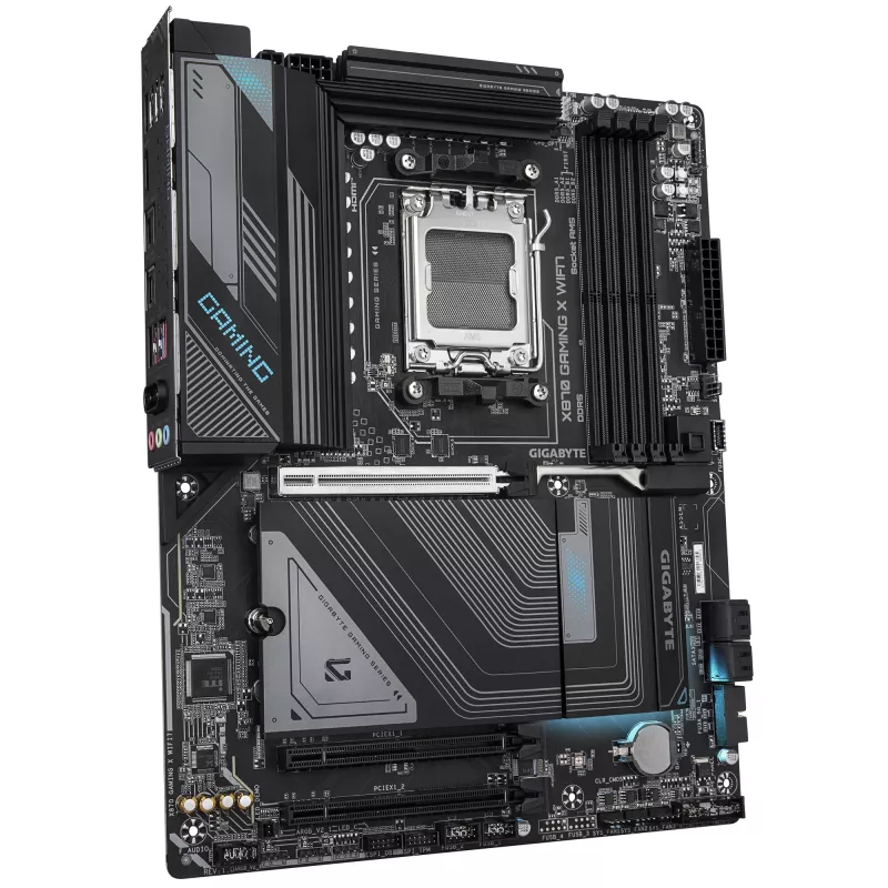 Placa base GIGABYTE X870 GAMING X WIFI7 - compatible con CPUs AMD Ryzen 9000, VRM de 16+2+2 fases, hasta 8000 MHz DDR5 (OC), 1xPCIe 5.0 + 2xPCIe 4.0, Wi-Fi 7, 2.5GbE LAN, USB 4