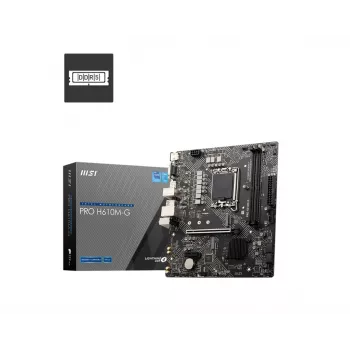 Placa base MSI PRO H610M-G — Intel H610, LGA 1700, micro ATX, DDR5, 2 DIMM, hasta 96 GB, M.2, SATA III, HDMI 2.1, DisplayPort 1.4