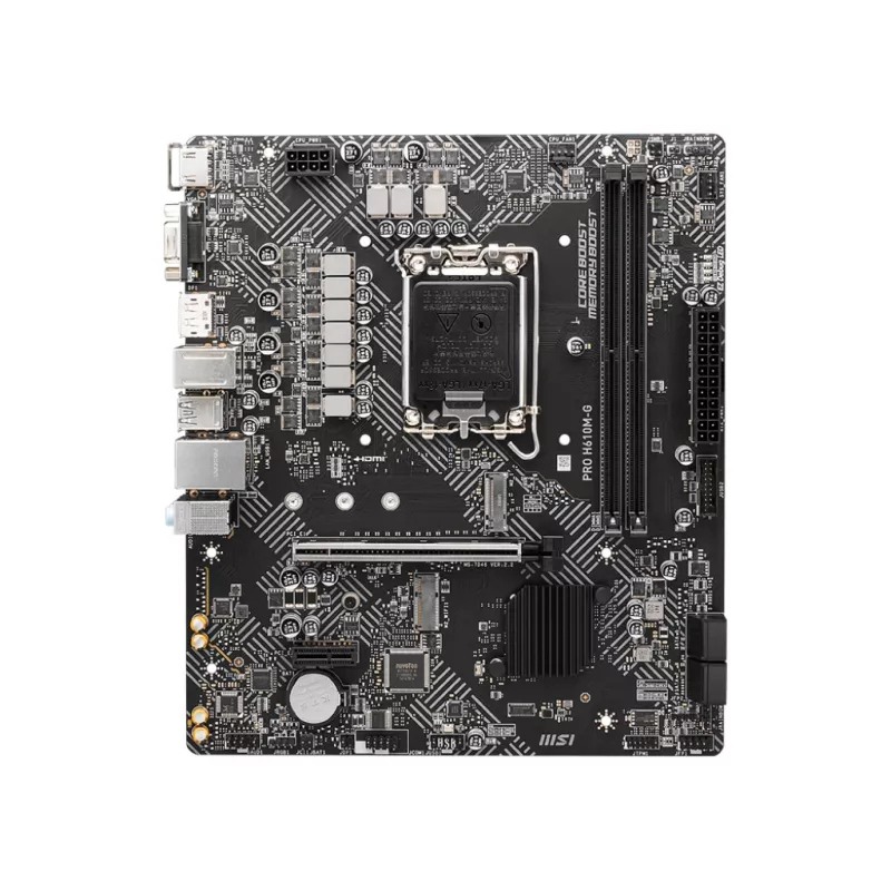 Placa base MSI PRO H610M-G — Intel H610, LGA 1700, micro ATX, DDR5, 2 DIMM, hasta 96 GB, M.2, SATA III, HDMI 2.1, DisplayPort 1.4