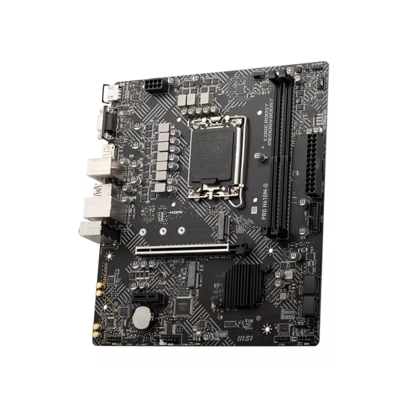 Placa base MSI PRO H610M-G — Intel H610, LGA 1700, micro ATX, DDR5, 2 DIMM, hasta 96 GB, M.2, SATA III, HDMI 2.1, DisplayPort 1.4