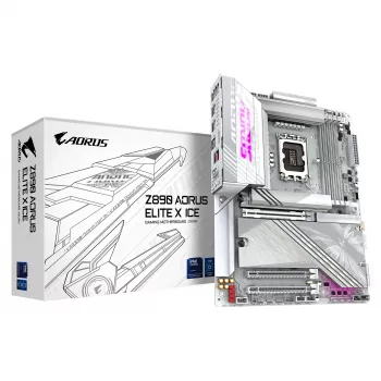 Placa base GIGABYTE Z890 AORUS ELITE X ICE - Compatible con CPUs Intel Core Ultra (Serie 2), 16+1+2 fases VRM, hasta 9500MHz DDR5 (OC), 1xPCIe 5.0 + 4xPCIe 4.0, Wi-Fi 7, 2.5GbE LAN, Thunderbolt 4
