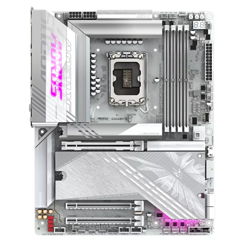 Placa base GIGABYTE Z890 AORUS ELITE X ICE - Compatible con CPUs Intel Core Ultra (Serie 2), 16+1+2 fases VRM, hasta 9500MHz DDR5 (OC), 1xPCIe 5.0 + 4xPCIe 4.0, Wi-Fi 7, 2.5GbE LAN, Thunderbolt 4