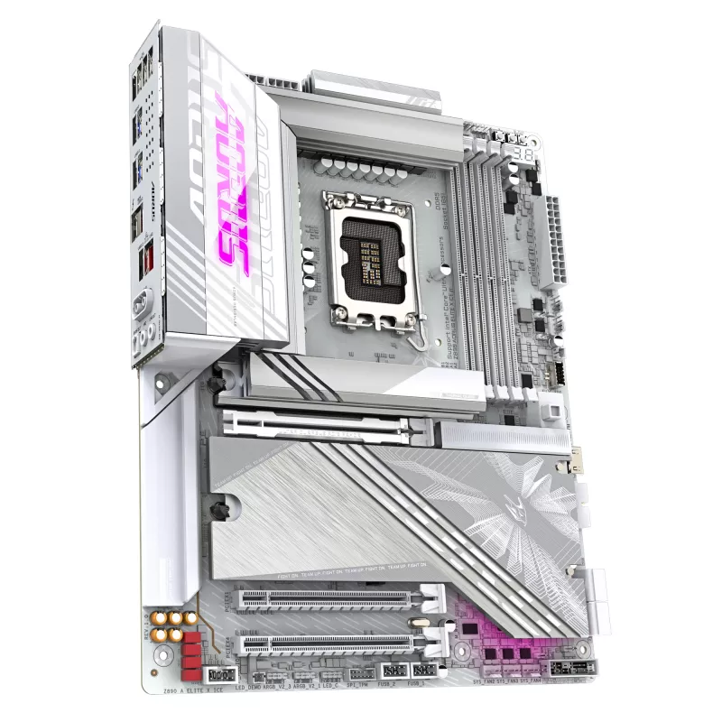 Placa base GIGABYTE Z890 AORUS ELITE X ICE - Compatible con CPUs Intel Core Ultra (Serie 2), 16+1+2 fases VRM, hasta 9500MHz DDR5 (OC), 1xPCIe 5.0 + 4xPCIe 4.0, Wi-Fi 7, 2.5GbE LAN, Thunderbolt 4