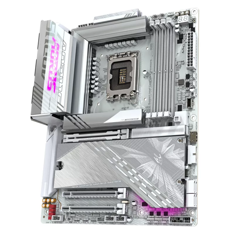 Placa base GIGABYTE Z890 AORUS ELITE X ICE - Compatible con CPUs Intel Core Ultra (Serie 2), 16+1+2 fases VRM, hasta 9500MHz DDR5 (OC), 1xPCIe 5.0 + 4xPCIe 4.0, Wi-Fi 7, 2.5GbE LAN, Thunderbolt 4