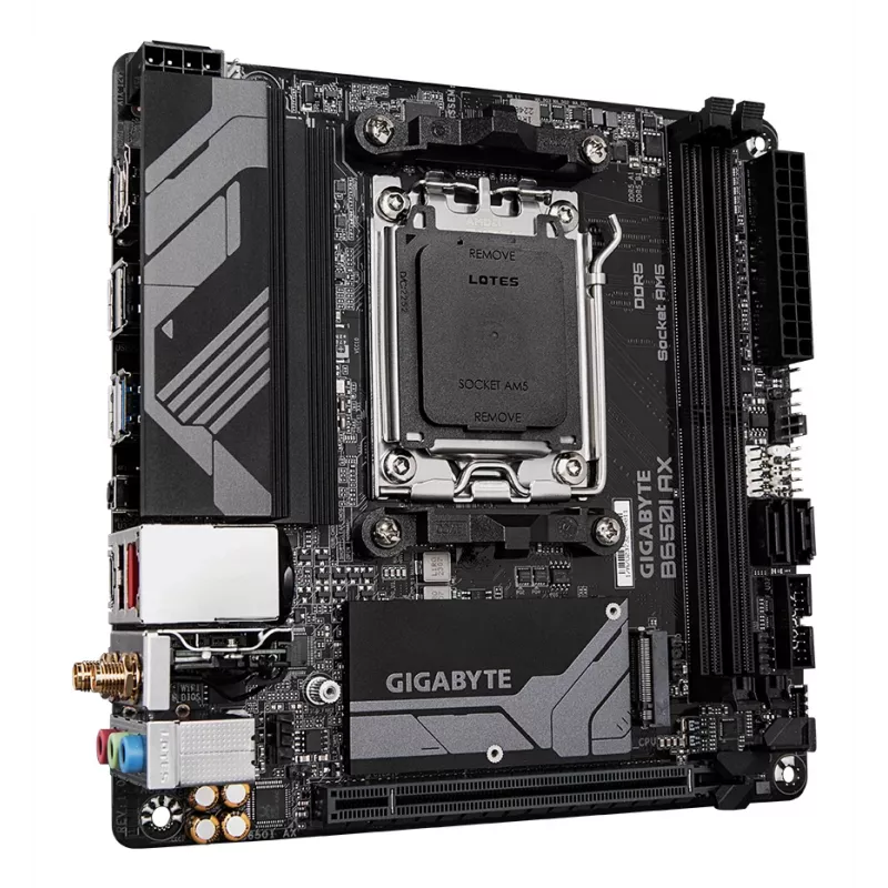 Placa base GIGABYTE B650I AX - CPUs AMD Ryzen Serie 9000, 5+2+1 fases VRM, hasta 6400 MHz DDR5 (OC), 1x PCIe 4.0 M.2, 2,5 GbE LAN, WLAN 6E, USB 3.2 Gen 2