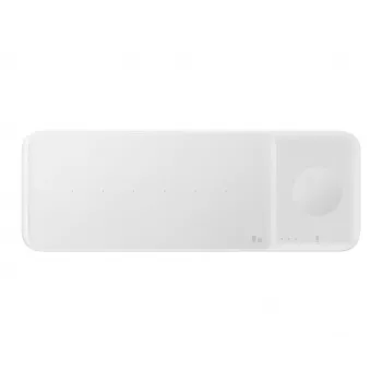 Cargador inalámbrico Samsung Trio auriculares, smartphone, smartwatch blanco USB carga inalámbrica carga rápida interiores