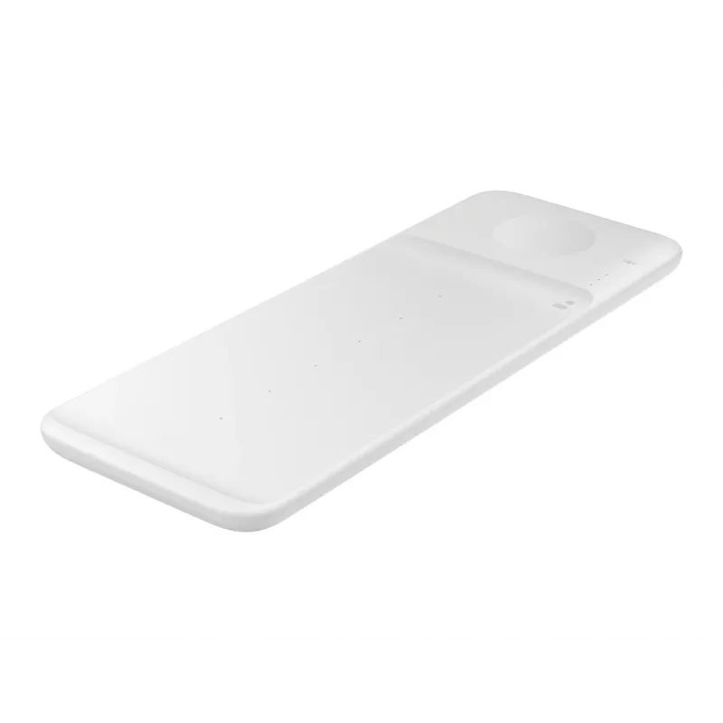 Cargador inalámbrico Samsung Trio auriculares, smartphone, smartwatch blanco USB carga inalámbrica carga rápida interiores