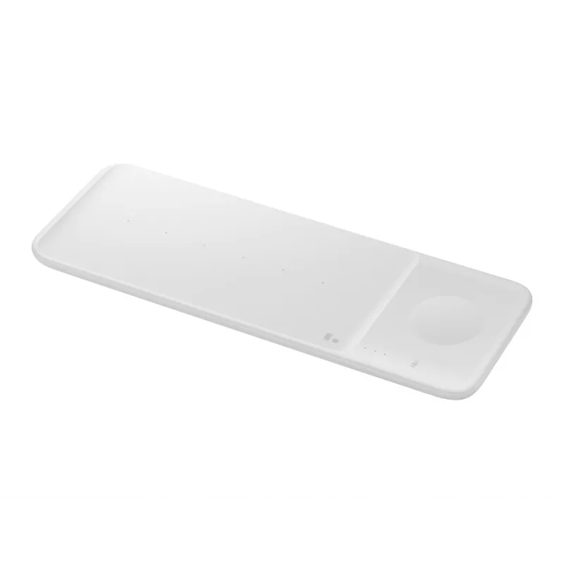 Cargador inalámbrico Samsung Trio auriculares, smartphone, smartwatch blanco USB carga inalámbrica carga rápida interiores