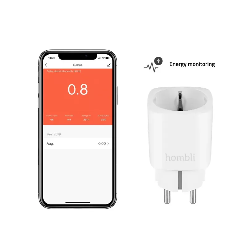 Hombli HBSS-0109 enchufe inteligente EU, Wi-Fi, para interior, blanco, de plástico