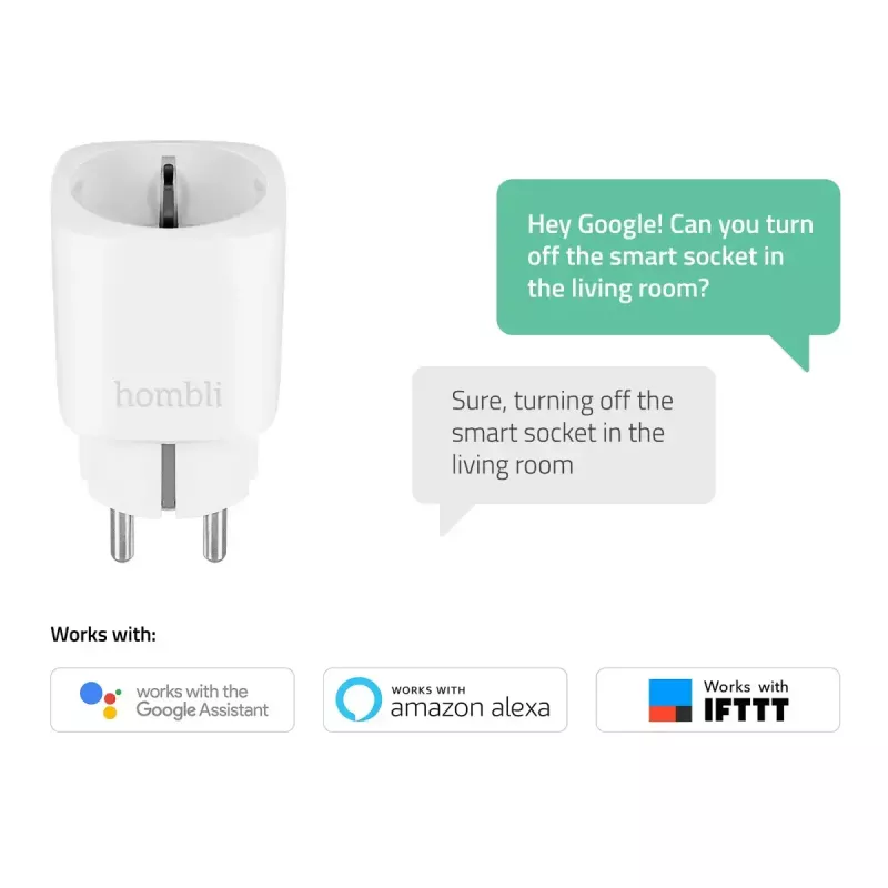 Hombli HBSS-0109 enchufe inteligente EU, Wi-Fi, para interior, blanco, de plástico