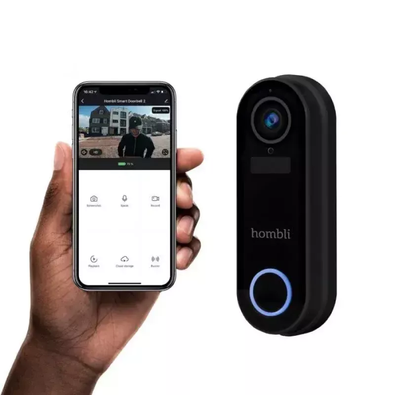 Timbre inteligente Hombli Pack negro blanco IP65 inalámbrico 1080p