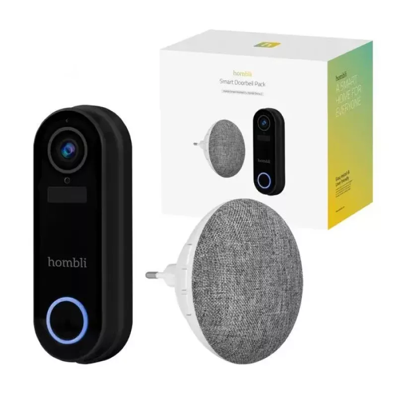 Timbre inteligente Hombli Pack negro blanco IP65 inalámbrico 1080p