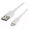 Cable BELKIN Lightning a USB-A, trenzado, 1 m, blanco