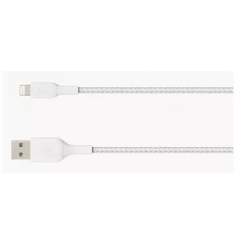 Cable BELKIN Lightning a USB-A Trenzado 2 m Blanco