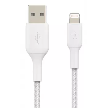 Cable BELKIN Lightning a USB-A Trenzado 2 m Blanco
