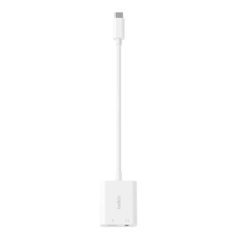 Adaptador de carga BELKIN Rockstar 3,5 mm Audio + USB-C Blanco