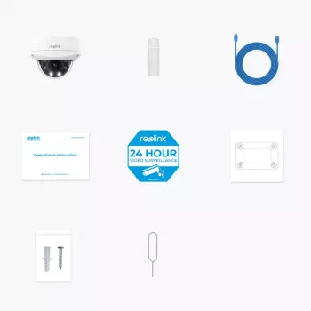 Cámara de vigilancia IP Reolink P437 4K Dome, 8 MP 3840x2160, zoom óptico 5x, PoE (IEEE 802.3af), IK10, IP67, soporte MicroSD hasta 256 GB