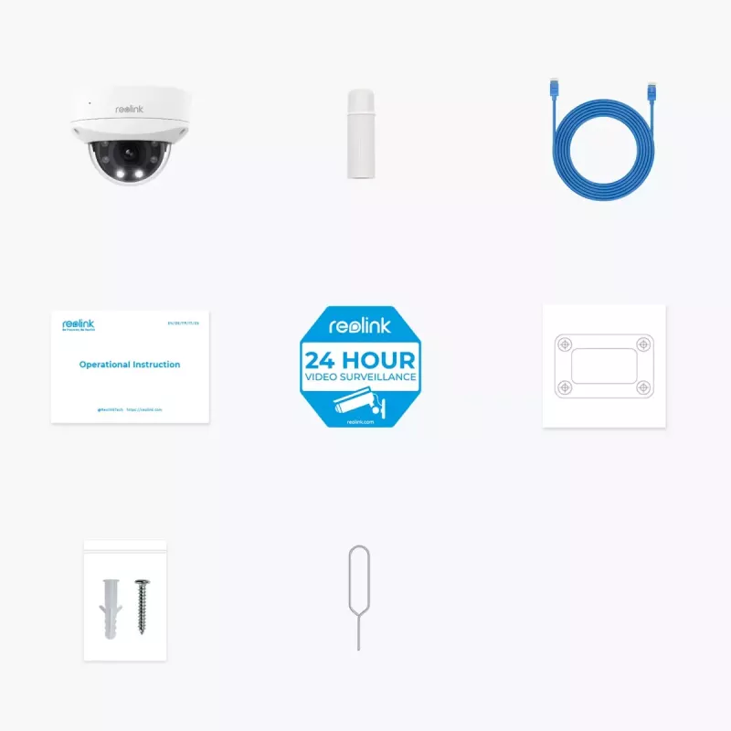 Reolink P437 cámara de seguridad IP domo 4K PoE, 8 MP 3840x2160, zoom óptico 5x 2,7–13,5 mm, visión nocturna en color, H.265, IK10, IP67, microSD hasta 256 GB, blanca