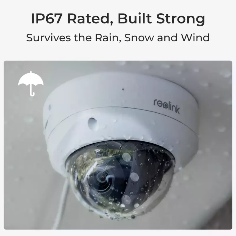 Reolink P437 cámara de seguridad IP domo 4K PoE, 8 MP 3840x2160, zoom óptico 5x 2,7–13,5 mm, visión nocturna en color, H.265, IK10, IP67, microSD hasta 256 GB, blanca
